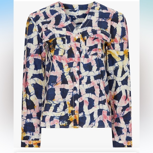 BUSAYO | Collective abstract button down long sleeve top Sz Small RTR - Picture 1 of 12